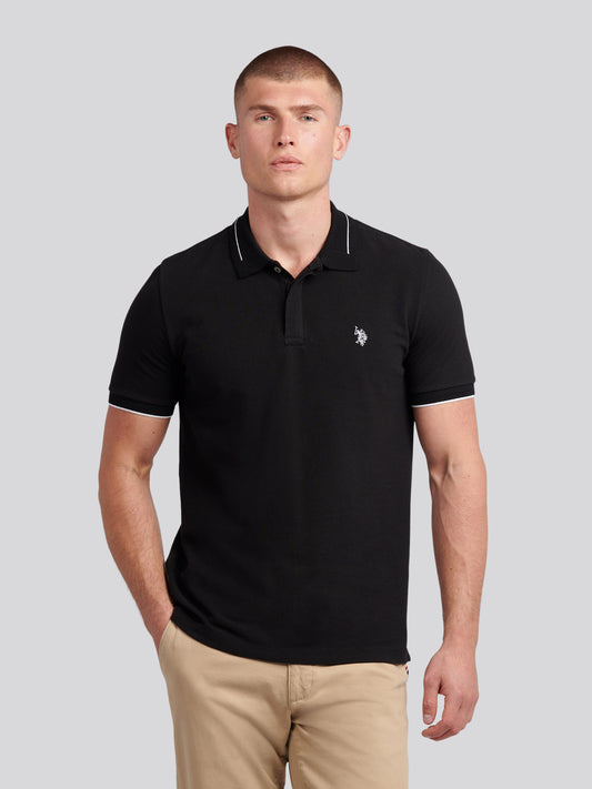 Mens Smart Pique Polo Shirt in Black