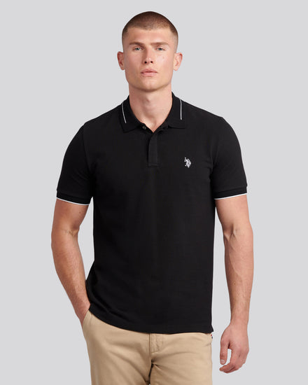 Mens Smart Pique Polo Shirt in Black