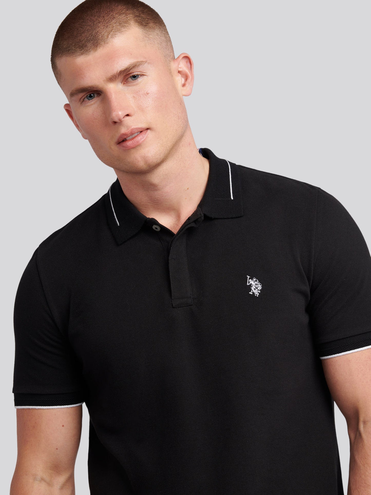 Mens Smart Pique Polo Shirt in Black