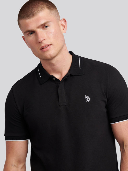 Mens Smart Pique Polo Shirt in Black