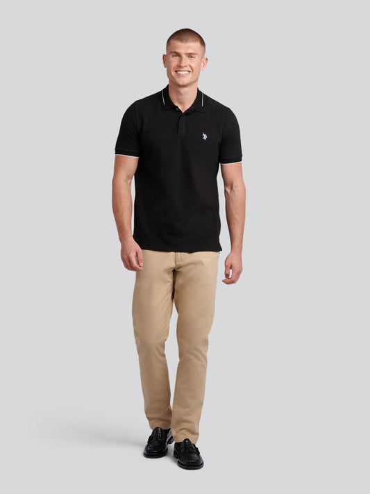 Mens Smart Pique Polo Shirt in Black