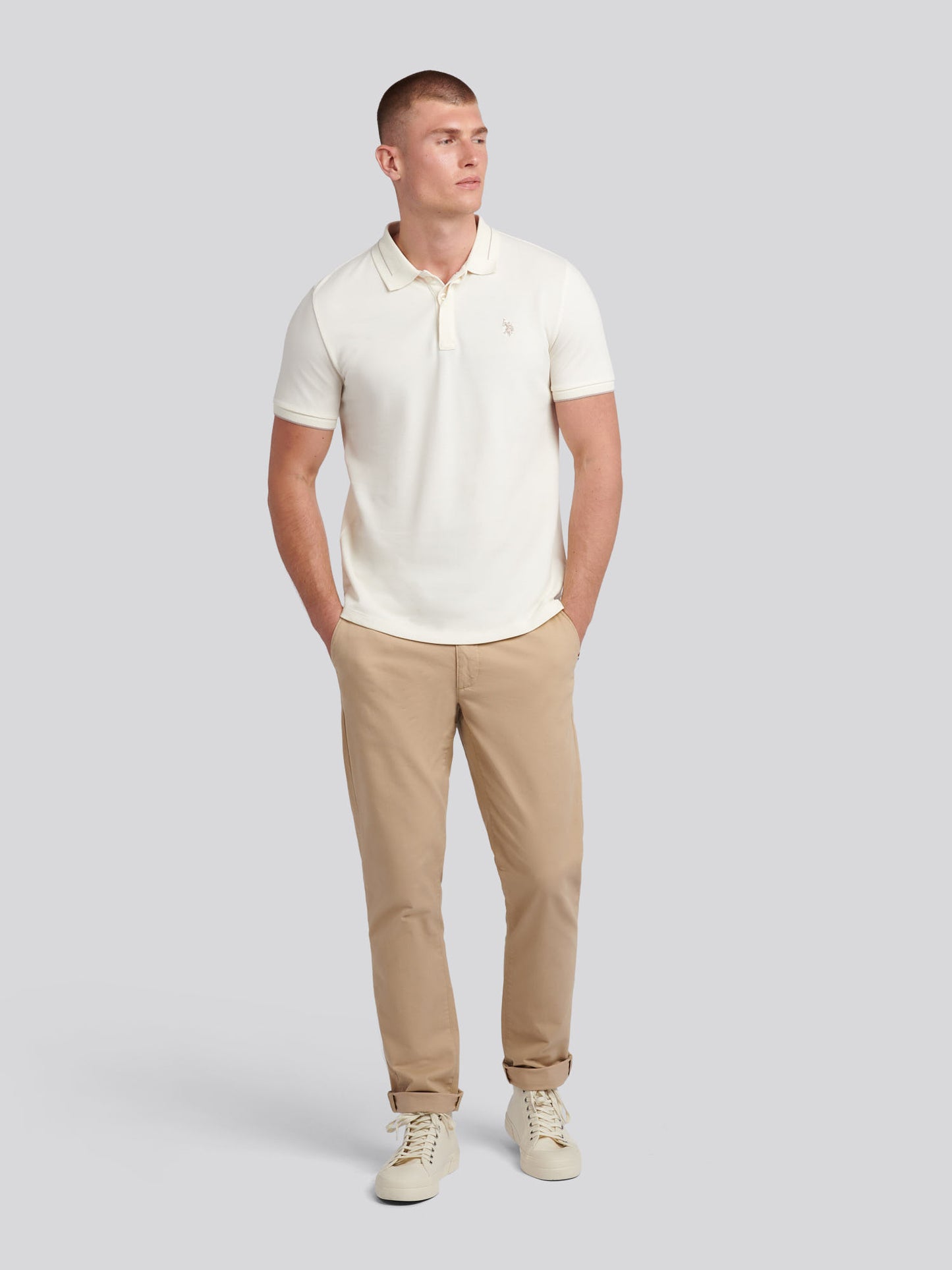 Mens Smart Pique Polo Shirt in Whisper White
