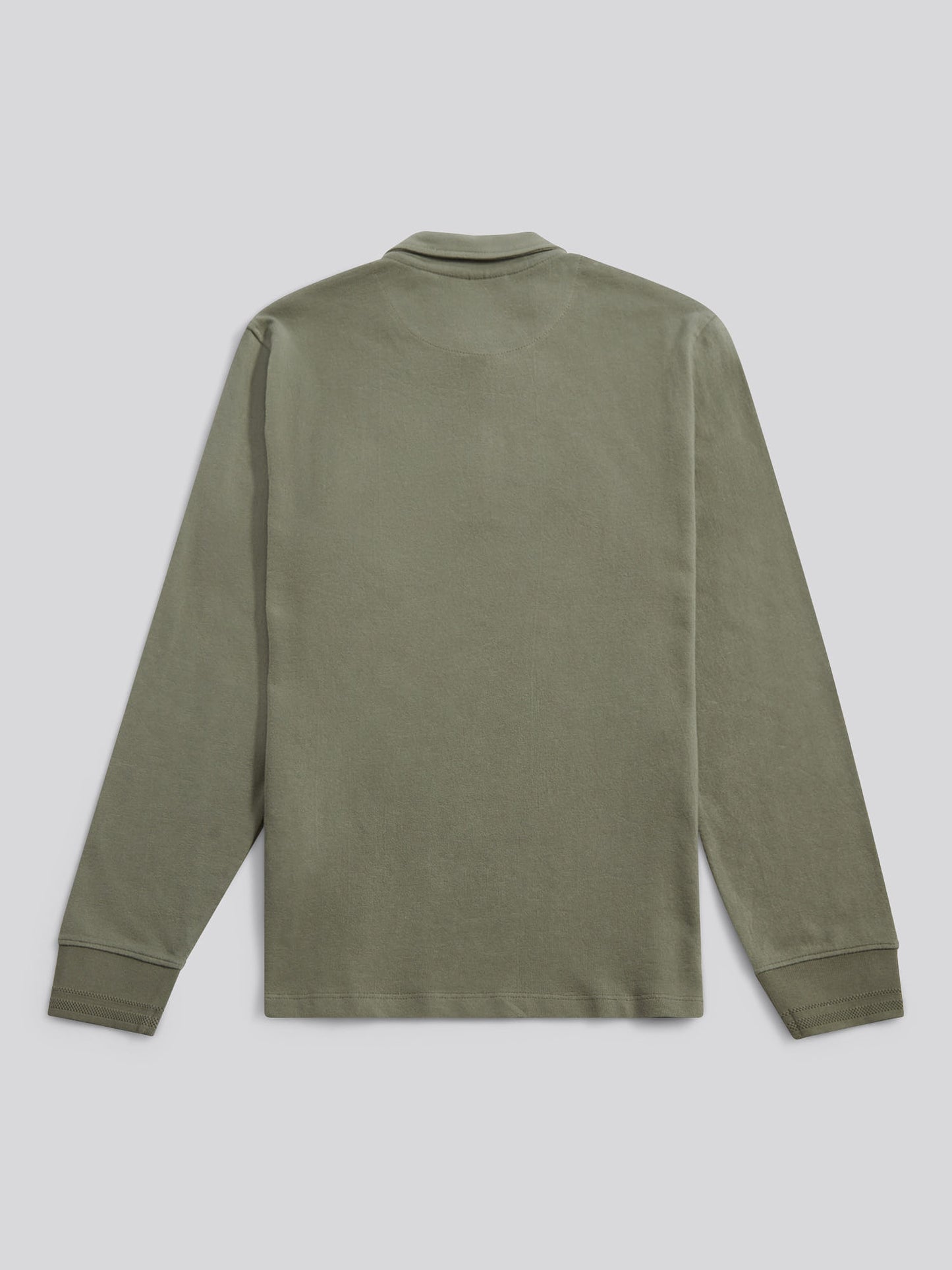 Mens Flat Pile Long Sleeve Polo Shirt in Mulled Basil