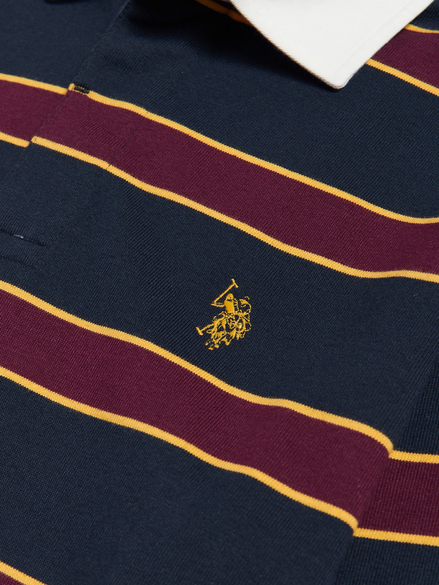 Mens Double Horsemen Stripe Rugby in Dark Sapphire Navy