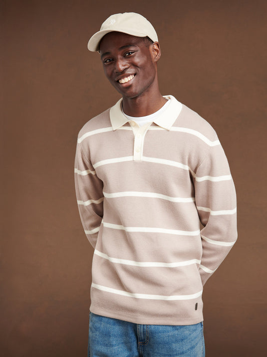 Mens Stripe Knit Rugby in Atmosphere