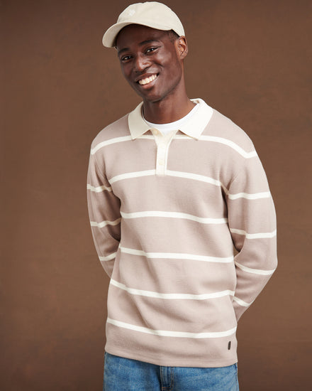 Mens Stripe Knit Rugby in Atmosphere