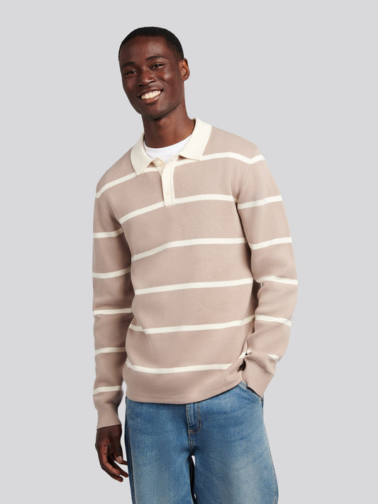 Mens Stripe Knit Rugby in Atmosphere