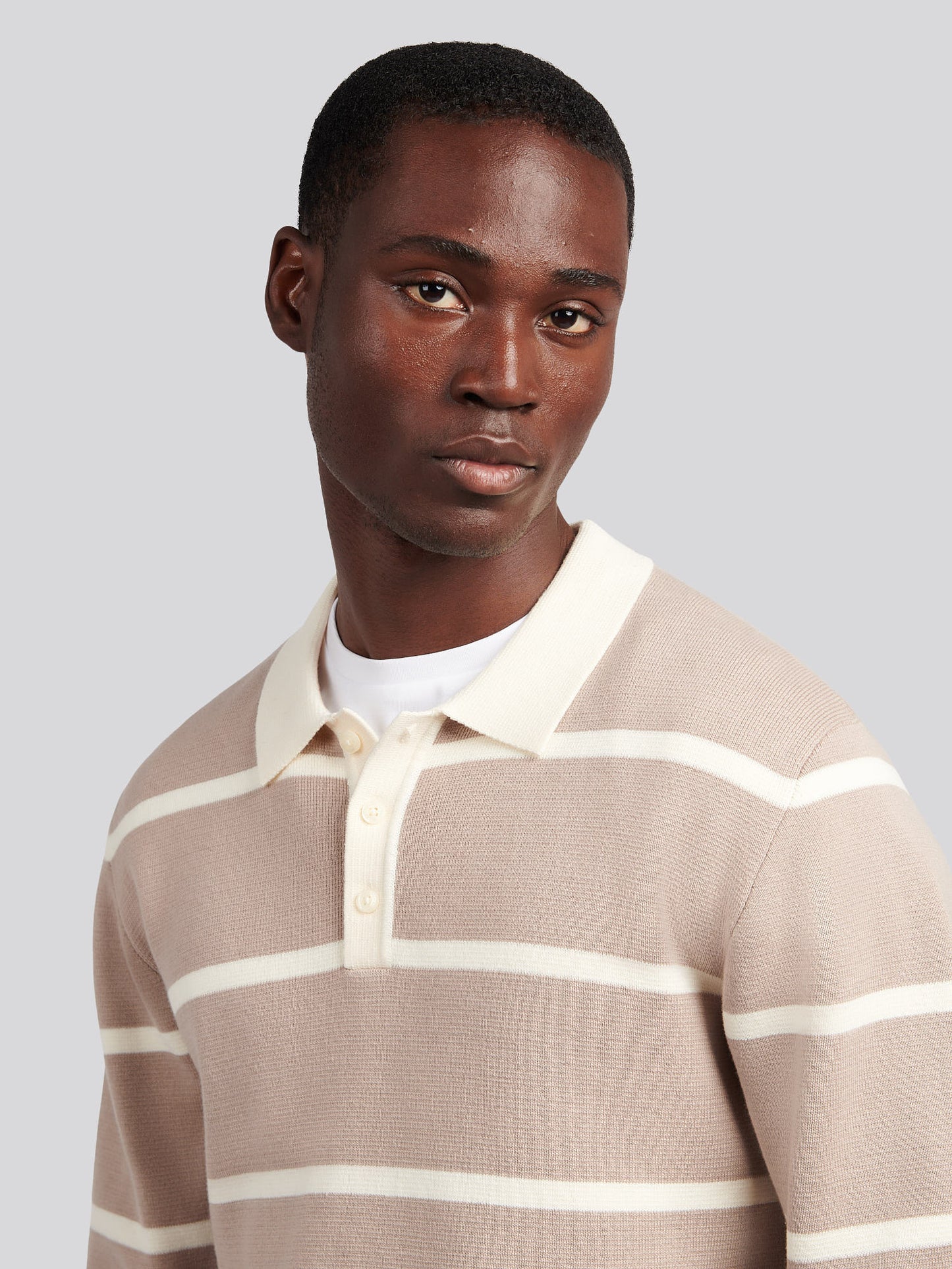 Mens Stripe Knit Rugby in Atmosphere