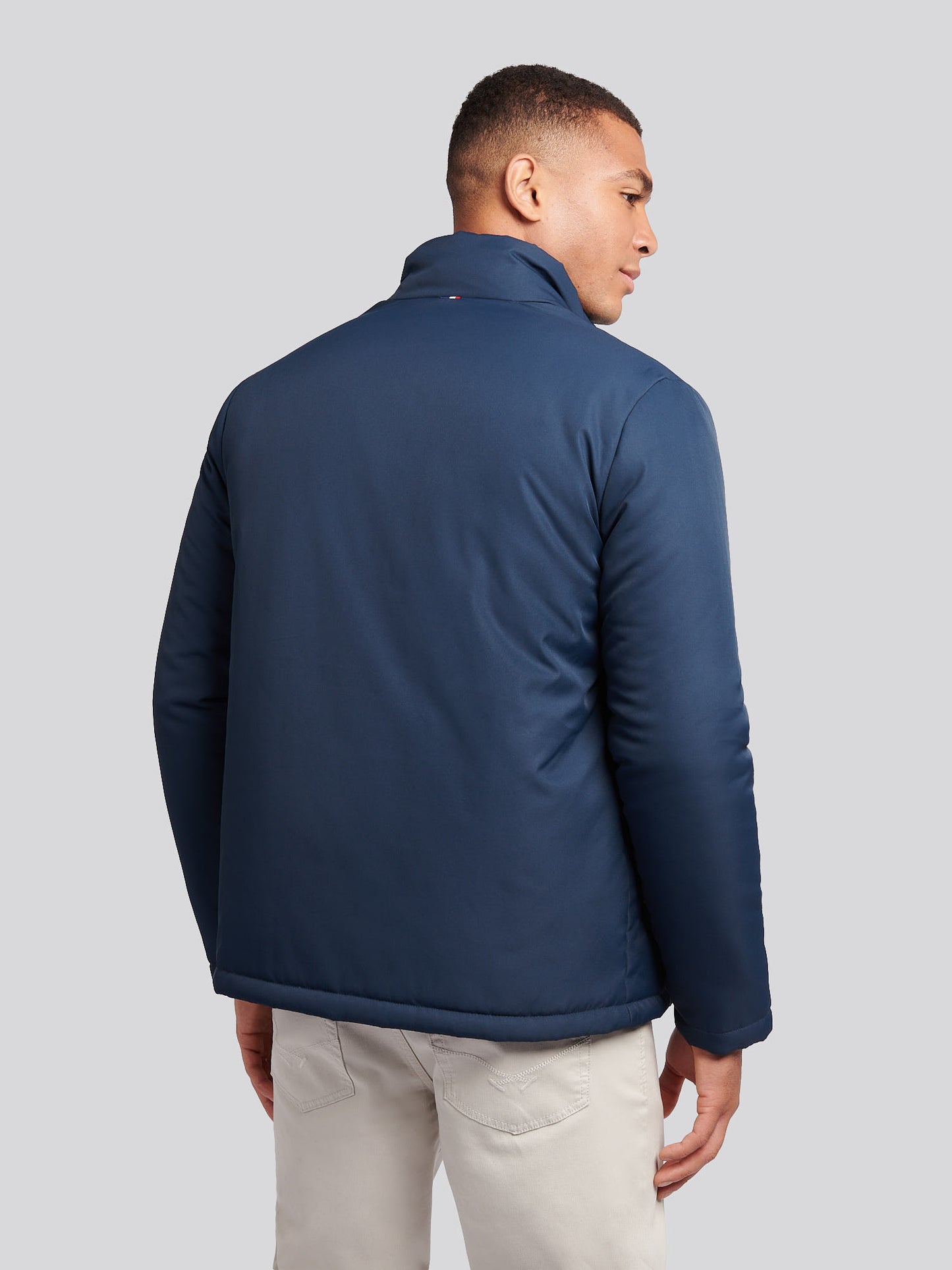 Mens Lightweight Quilt Funnel Puffer in Dark Sapphire Navy / Moonlight Blue DHM