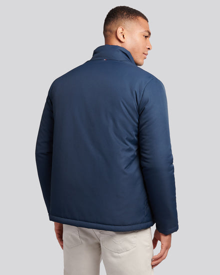 Mens Lightweight Quilt Funnel Puffer in Dark Sapphire Navy / Moonlight Blue DHM