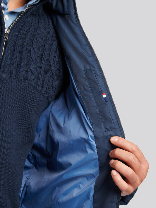 Mens Lightweight Quilt Funnel Puffer in Dark Sapphire Navy / Moonlight Blue DHM