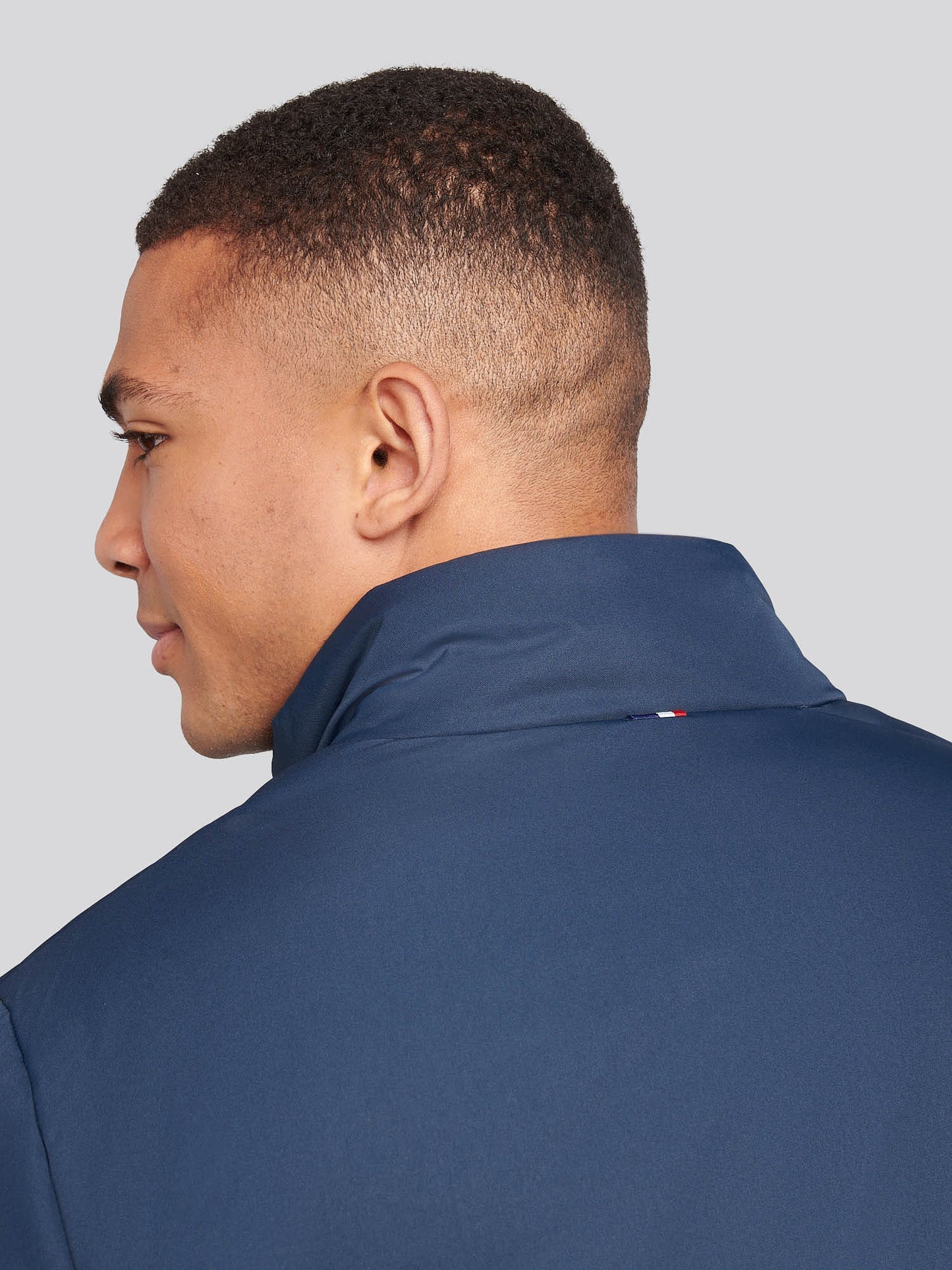 Mens Lightweight Quilt Funnel Puffer in Dark Sapphire Navy / Moonlight Blue DHM