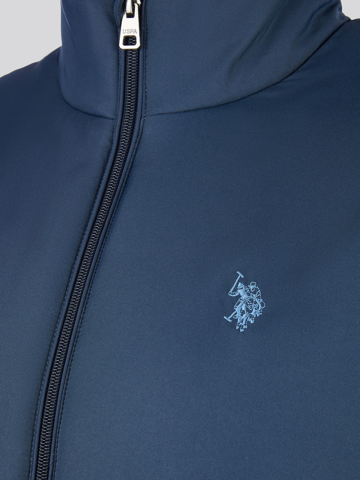 Mens Lightweight Quilt Funnel Puffer in Dark Sapphire Navy / Moonlight Blue DHM