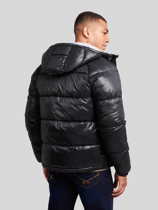 Mens High Shine Heavyweight Quilted Jacket in Black