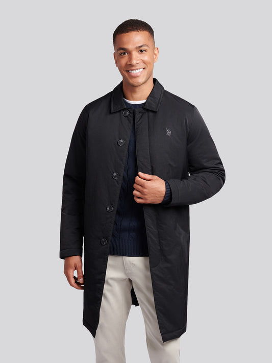 Mens Lightweight Quilted Mac in Black
