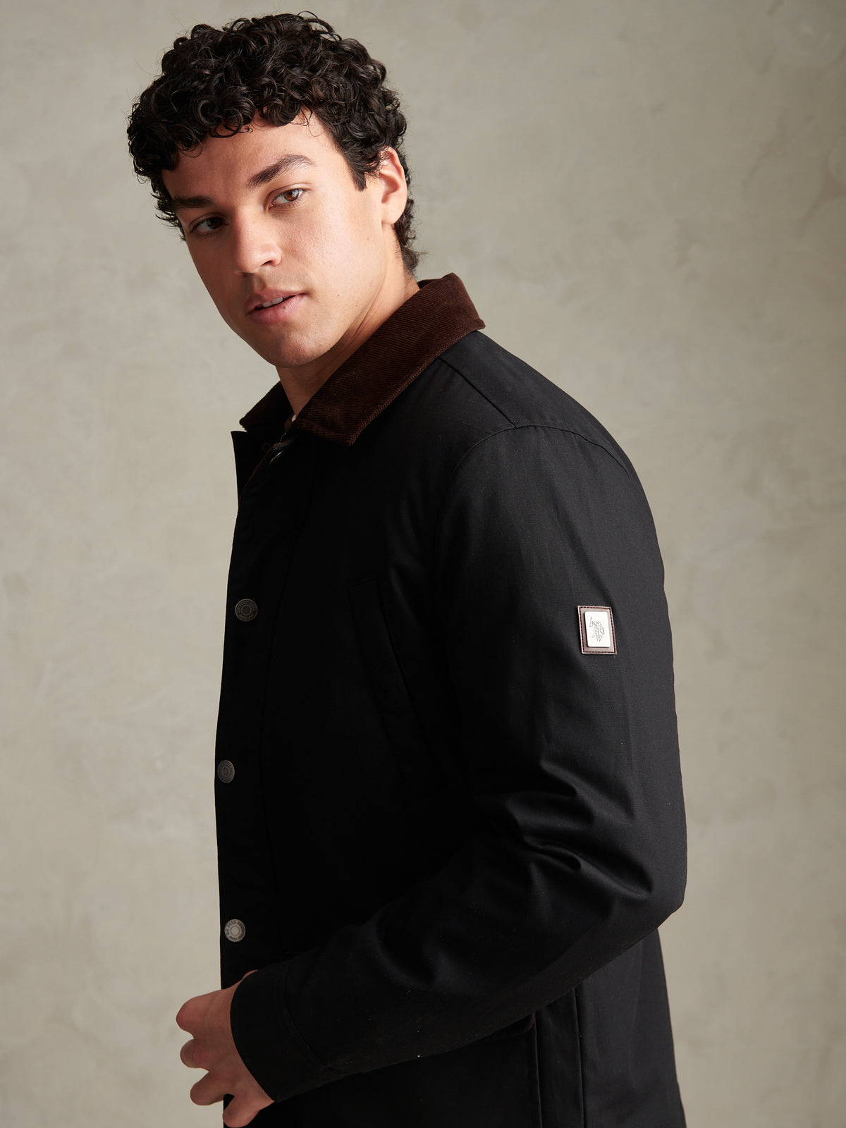 Mens Canvas Country Collared Jacket Black