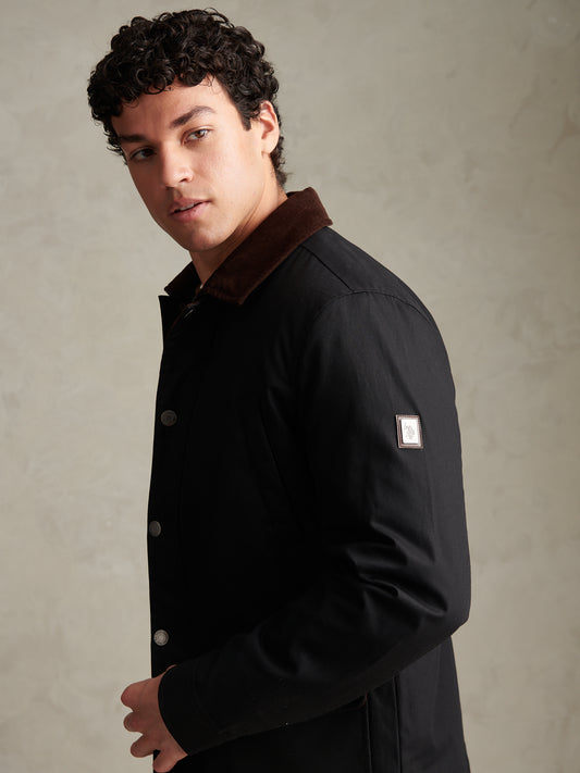 Mens Canvas Country Collared Jacket Black