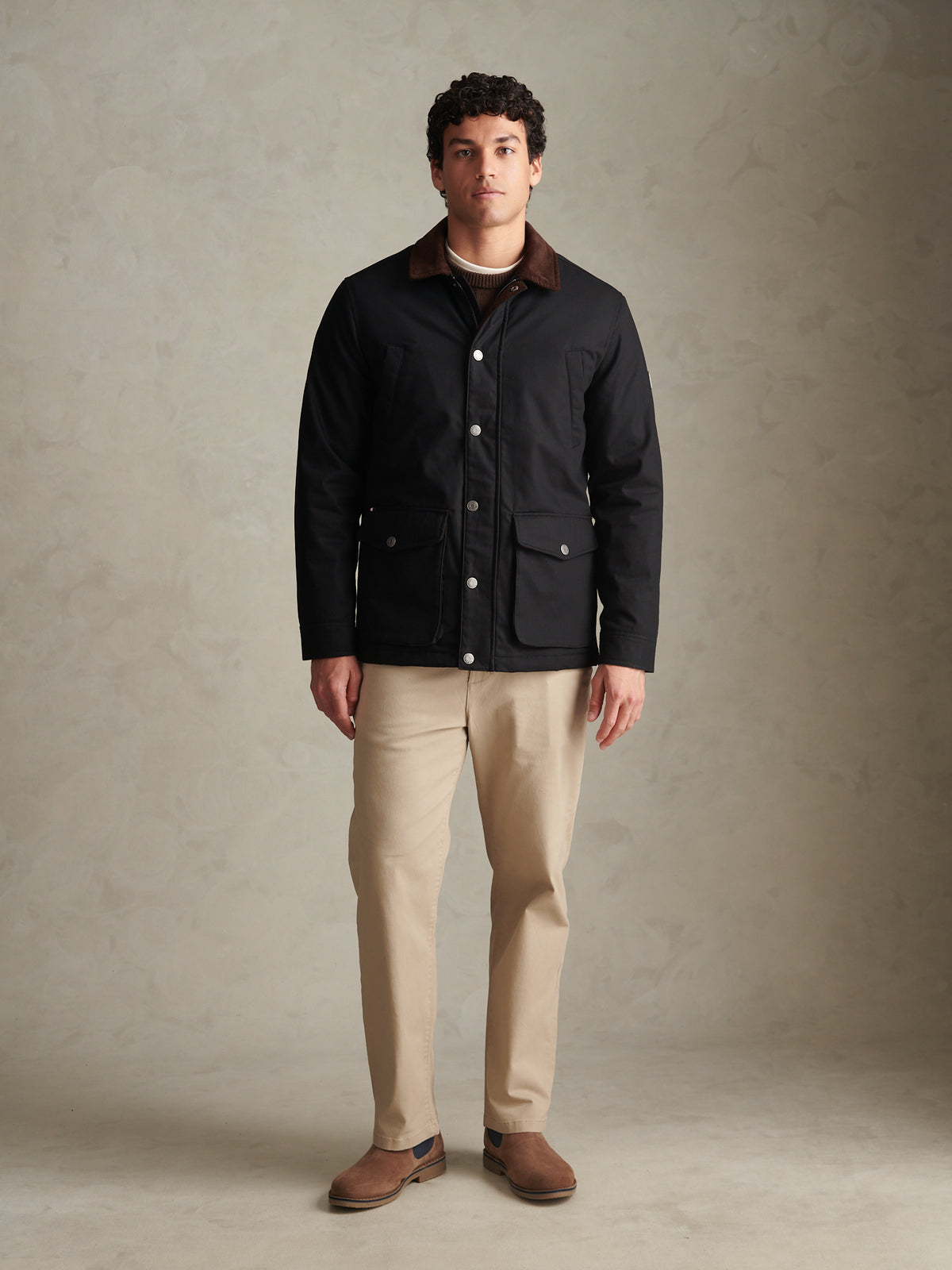 Mens Canvas Country Collared Jacket Black