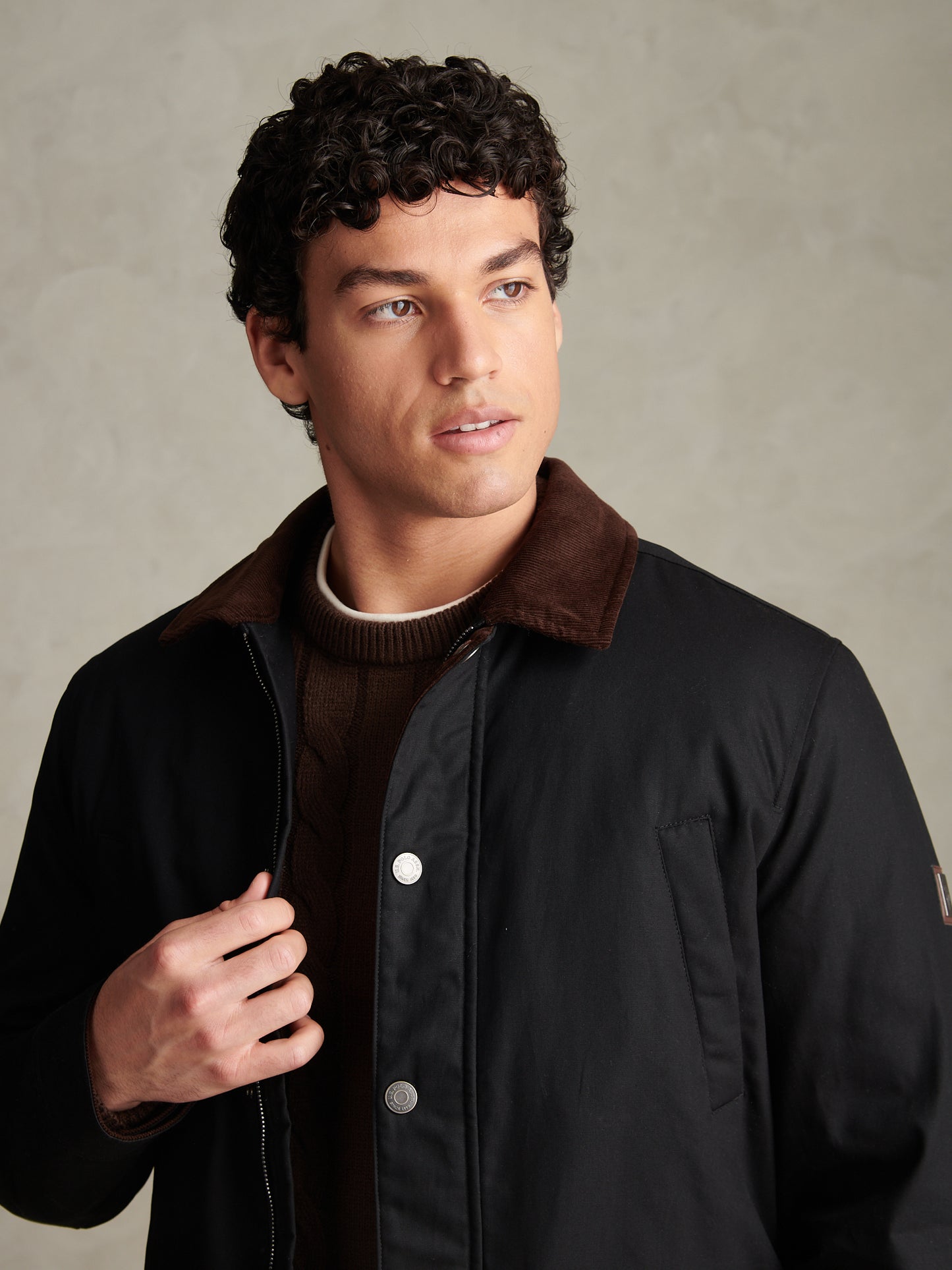 Mens Canvas Country Collared Jacket Black