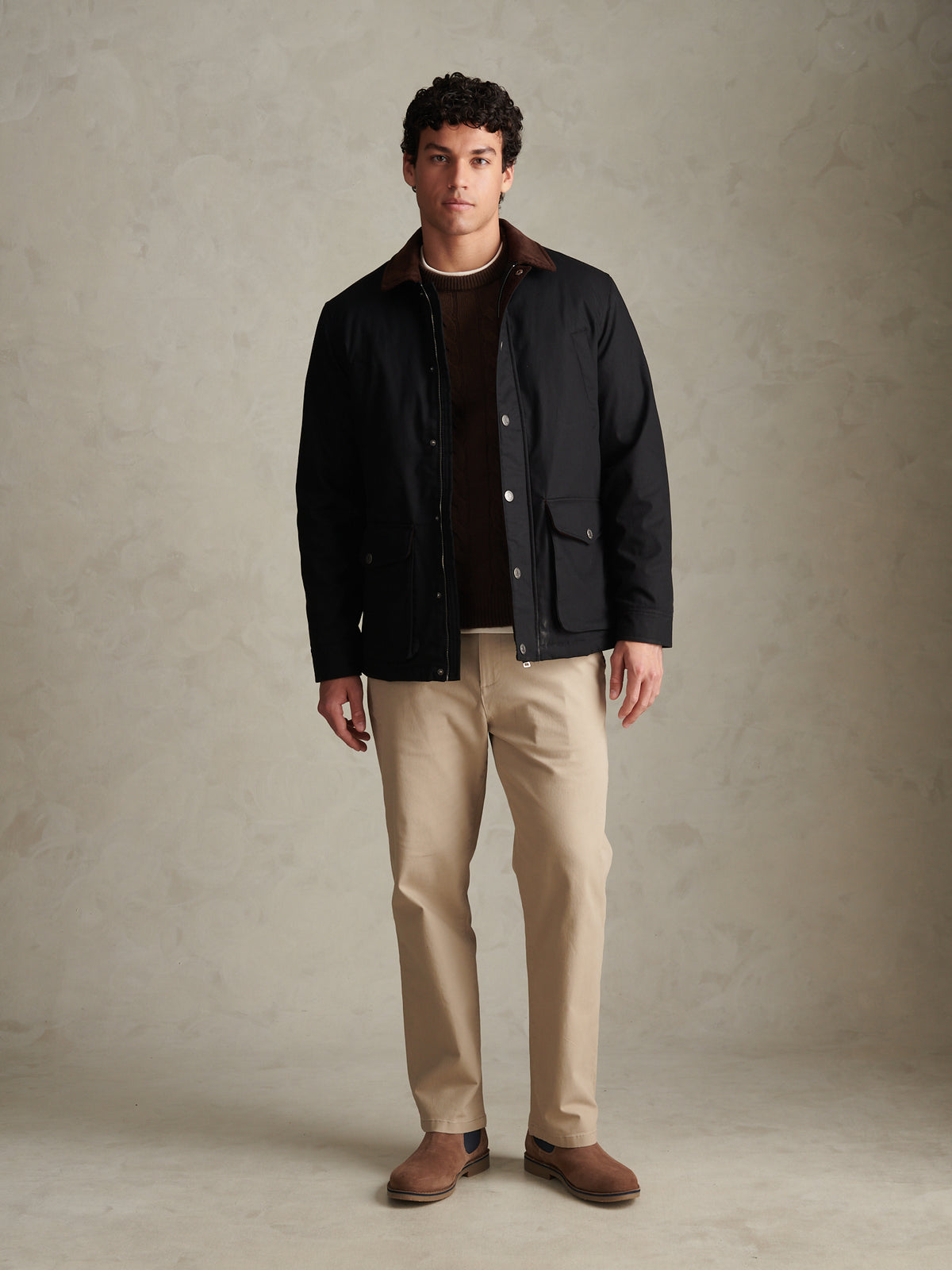 Mens Canvas Country Collared Jacket Black