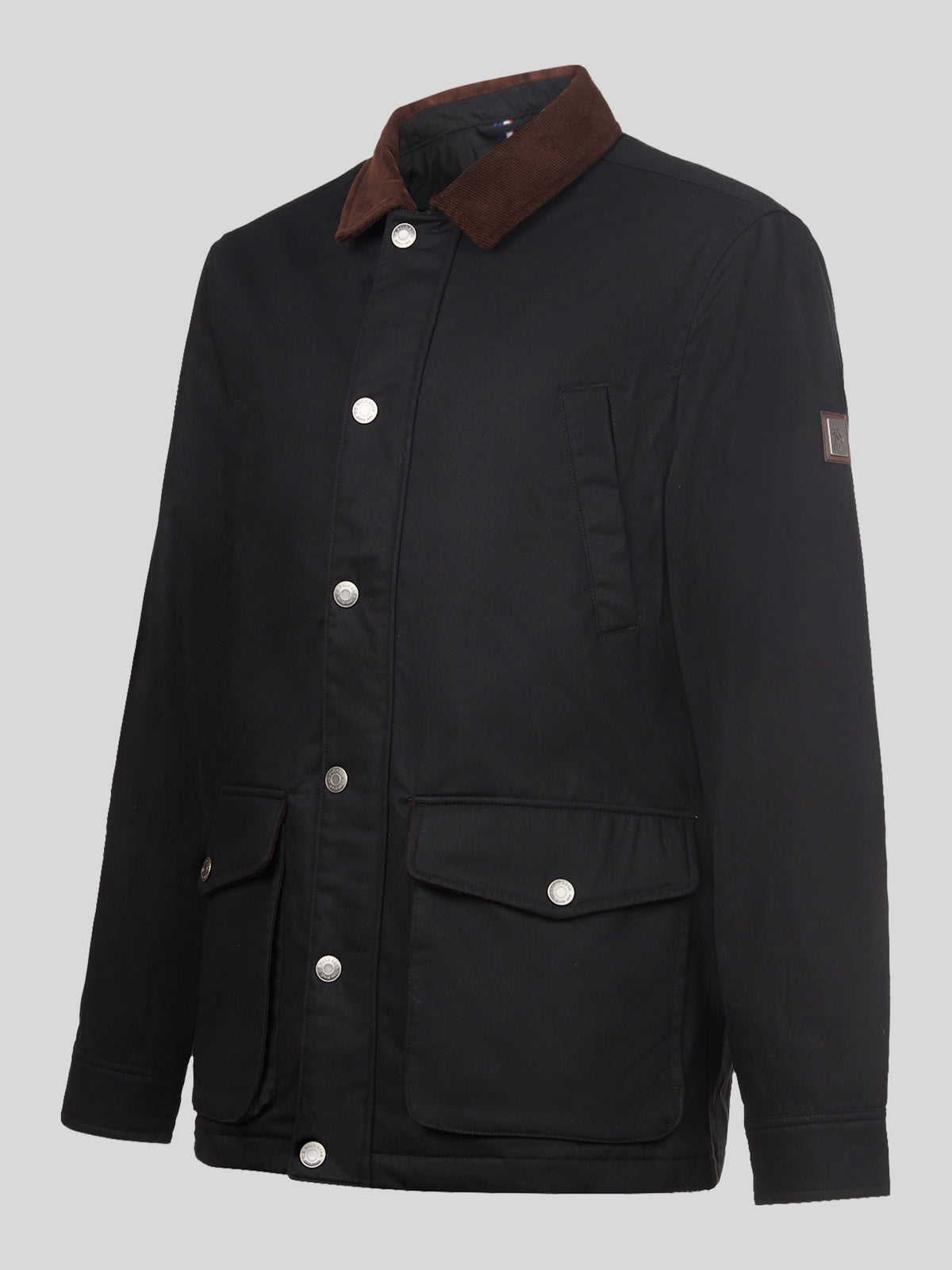 Mens Canvas Country Collared Jacket Black