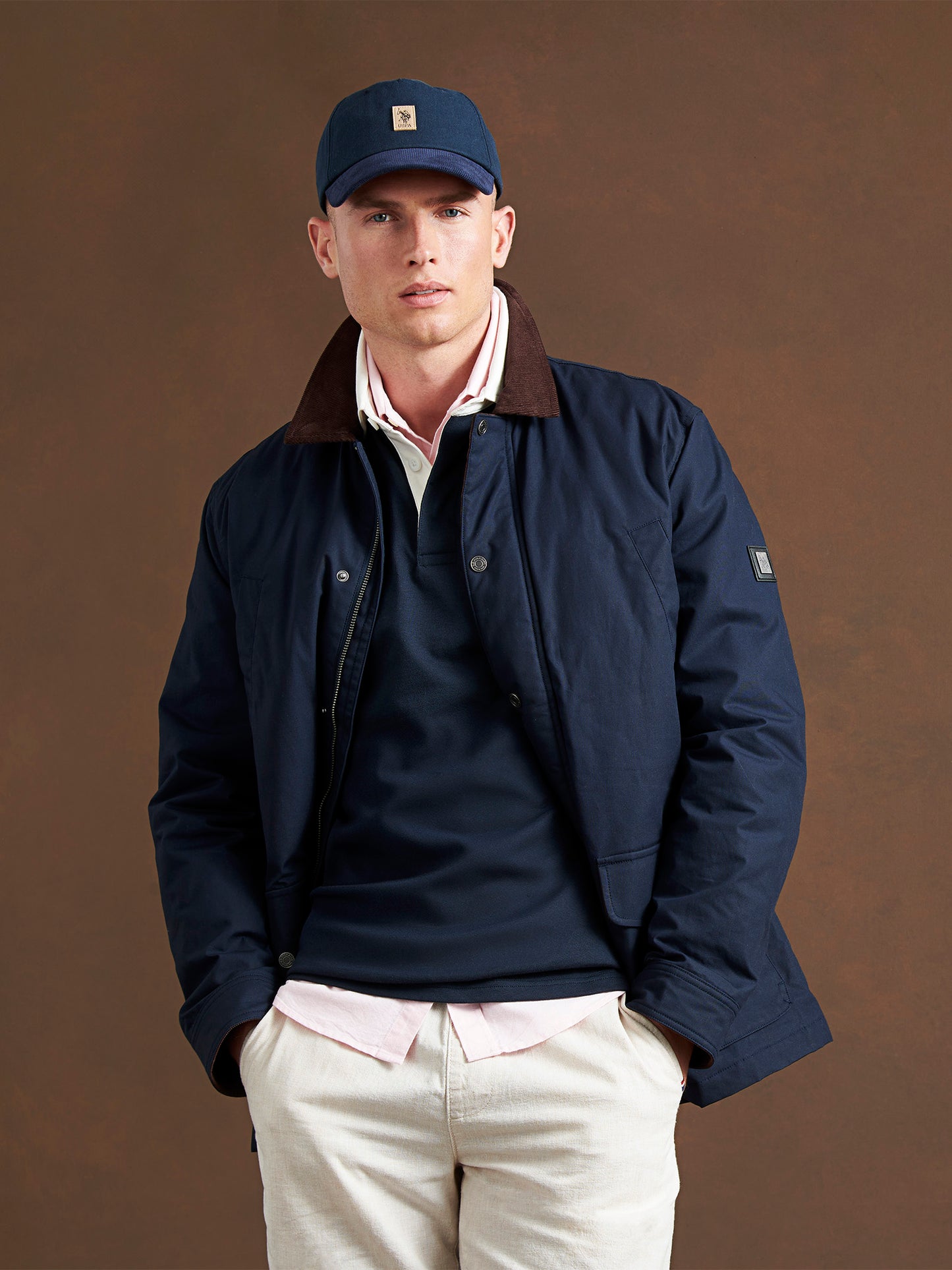 Mens Canvas Country Collared Jacket in Dark Sapphire Navy