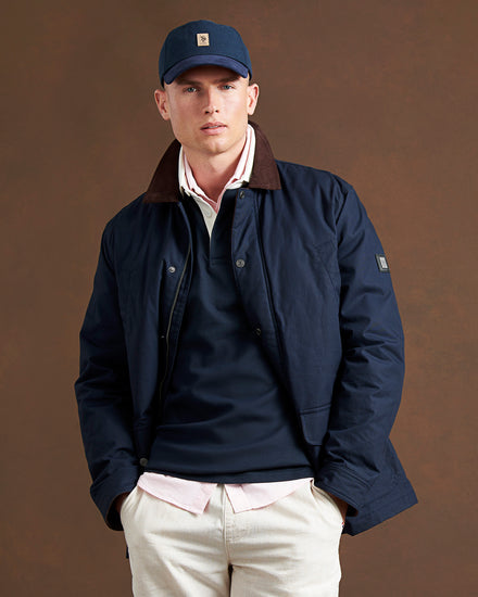 Mens Canvas Country Collared Jacket in Dark Sapphire Navy