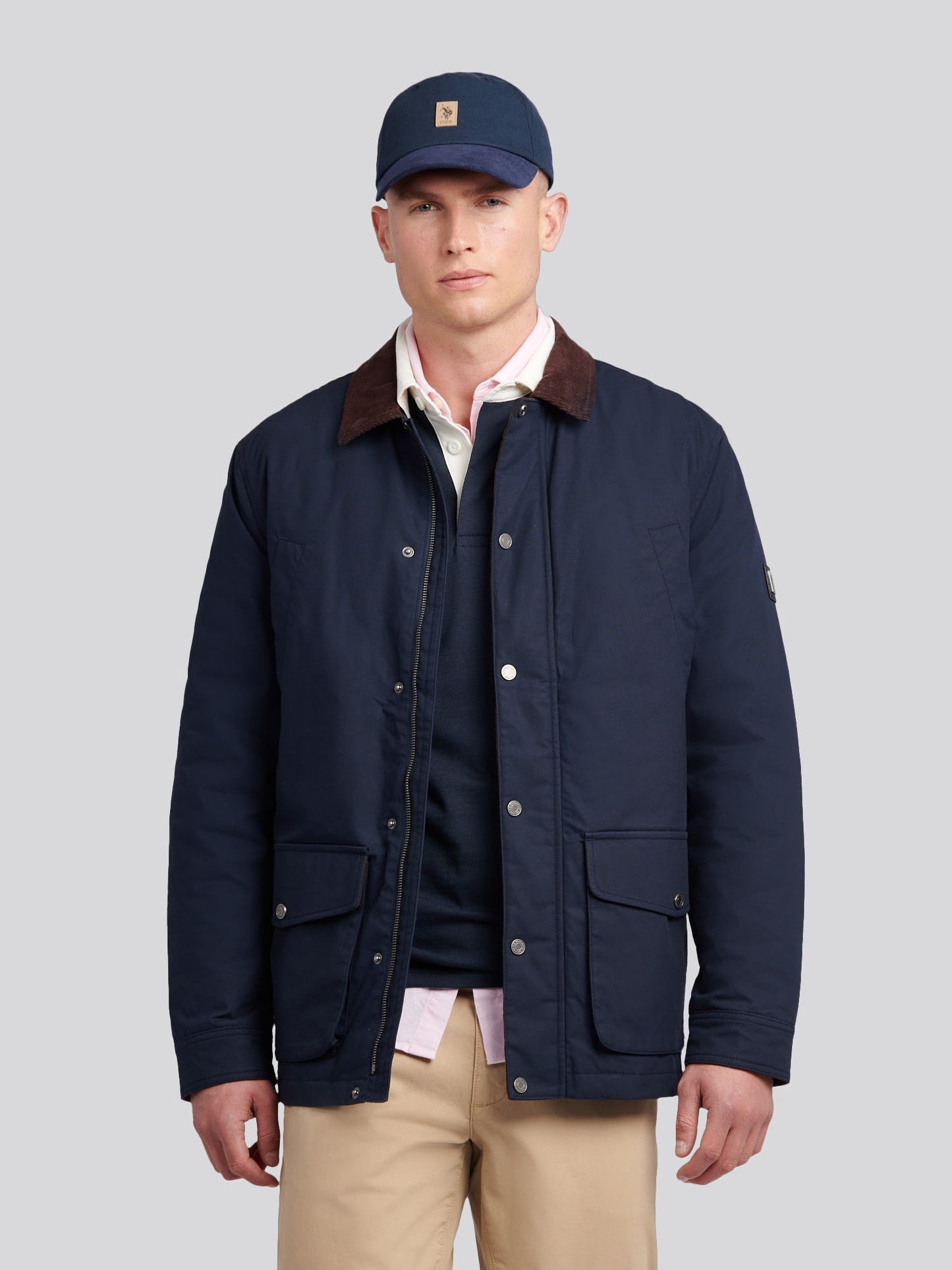 Mens Canvas Country Collared Jacket in Dark Sapphire Navy