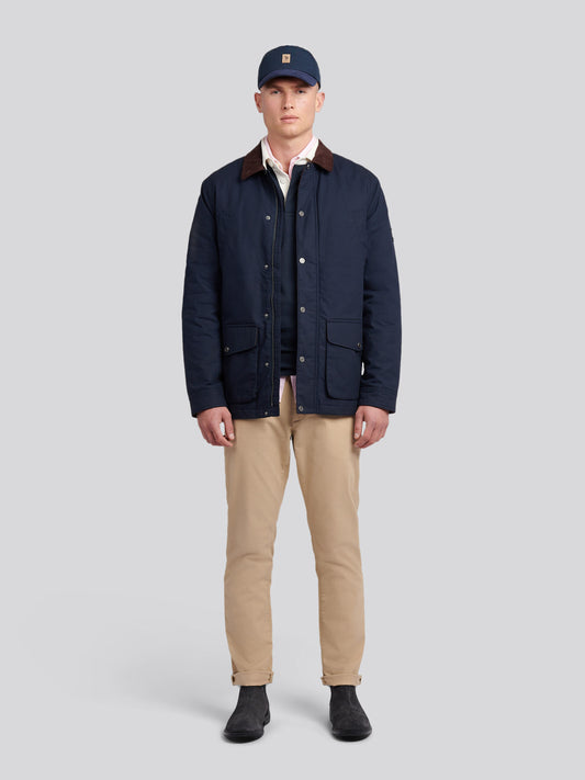 Mens Canvas Country Collared Jacket in Dark Sapphire Navy