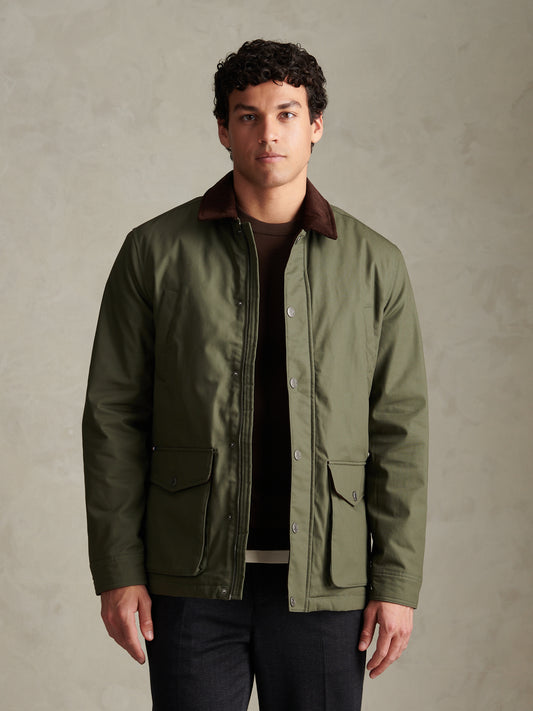Mens Canvas Country Collared Jacket Beetle