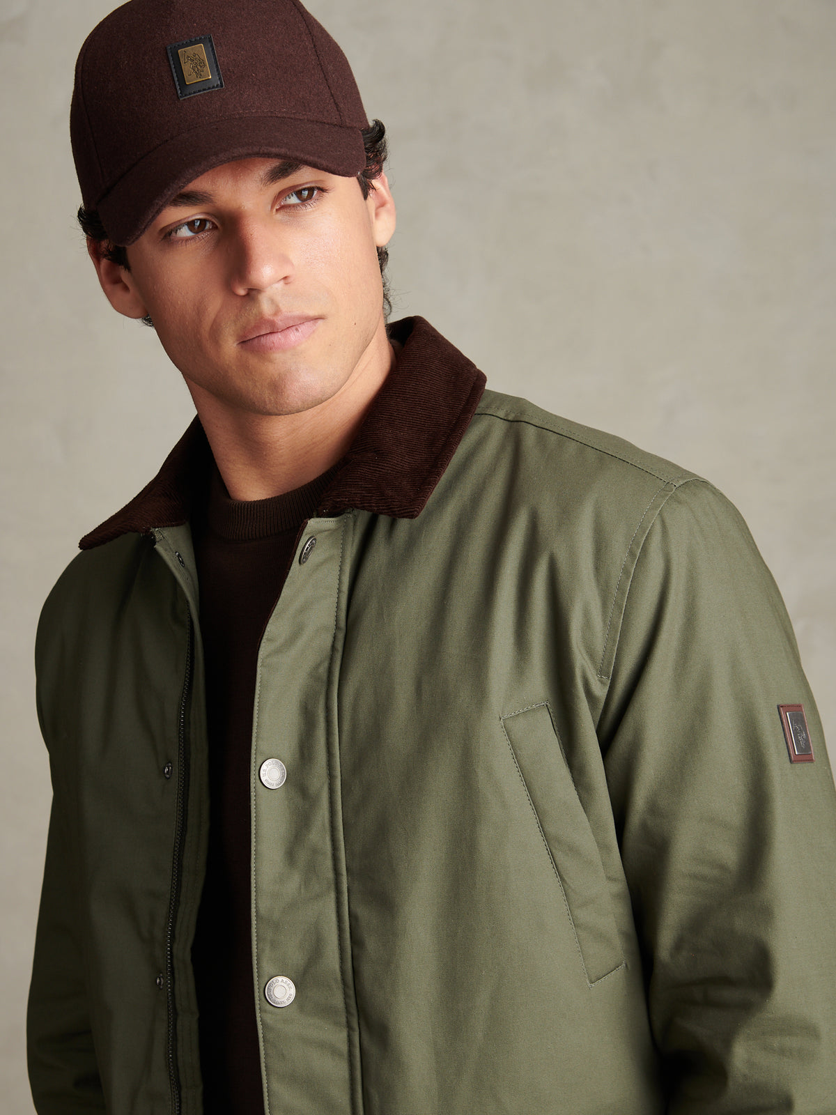 Mens Canvas Country Collared Jacket Beetle