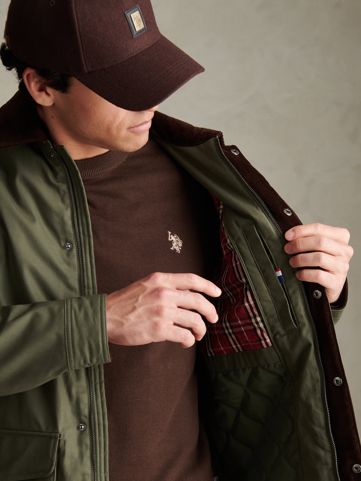 Mens Canvas Country Collared Jacket Beetle