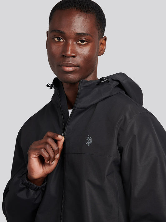 Mens Fleece Lined Winter Rain Jacket in Black