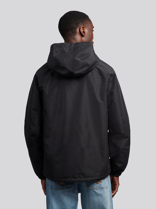 Mens Fleece Lined Winter Rain Jacket in Black