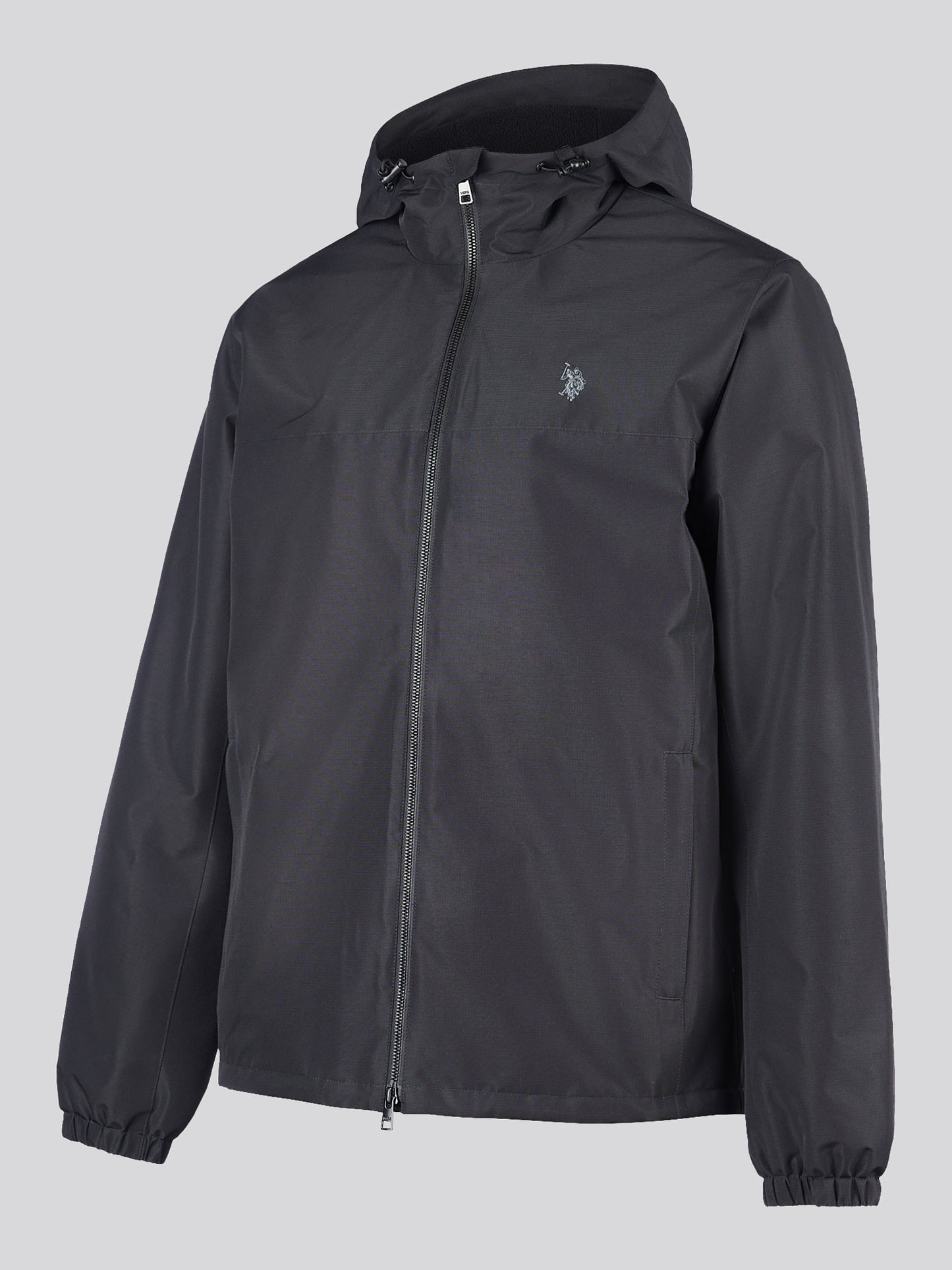 Mens Fleece Lined Winter Rain Jacket in Black