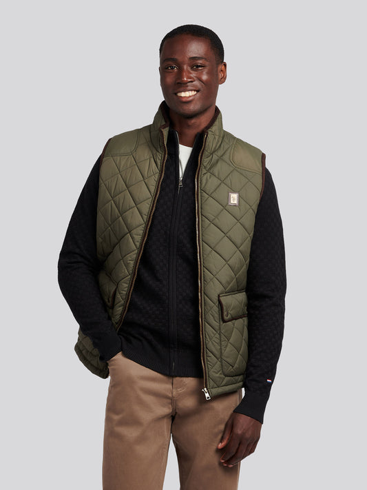 Mens Quilted Country Gilet Forest Night