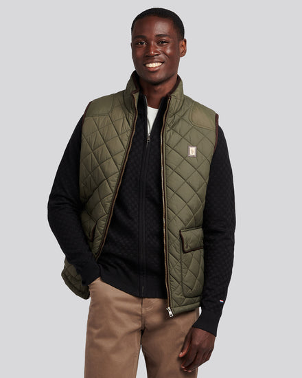 Mens Quilted Country Gilet Forest Night