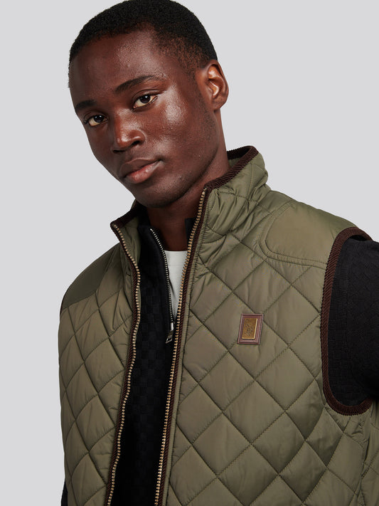 Mens Quilted Country Gilet Forest Night