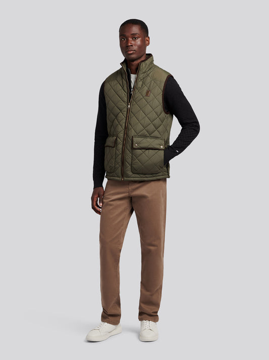 Mens Quilted Country Gilet Forest Night
