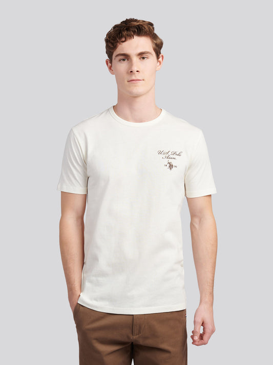 Mens Script Print Back Graphic T-Shirt in Whisper White