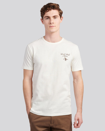Mens Script Print Back Graphic T-Shirt in Whisper White