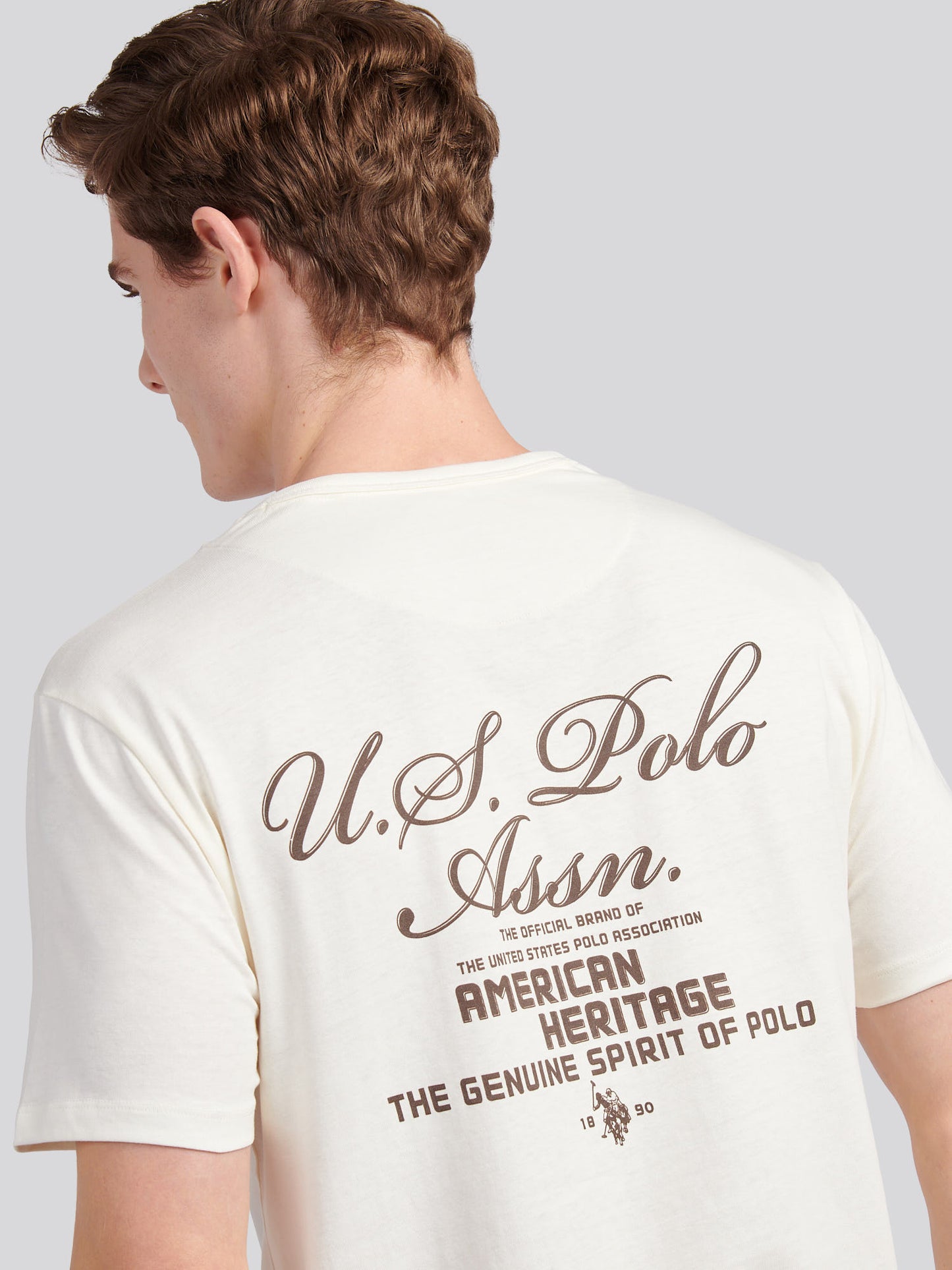 Mens Script Print Back Graphic T-Shirt in Whisper White