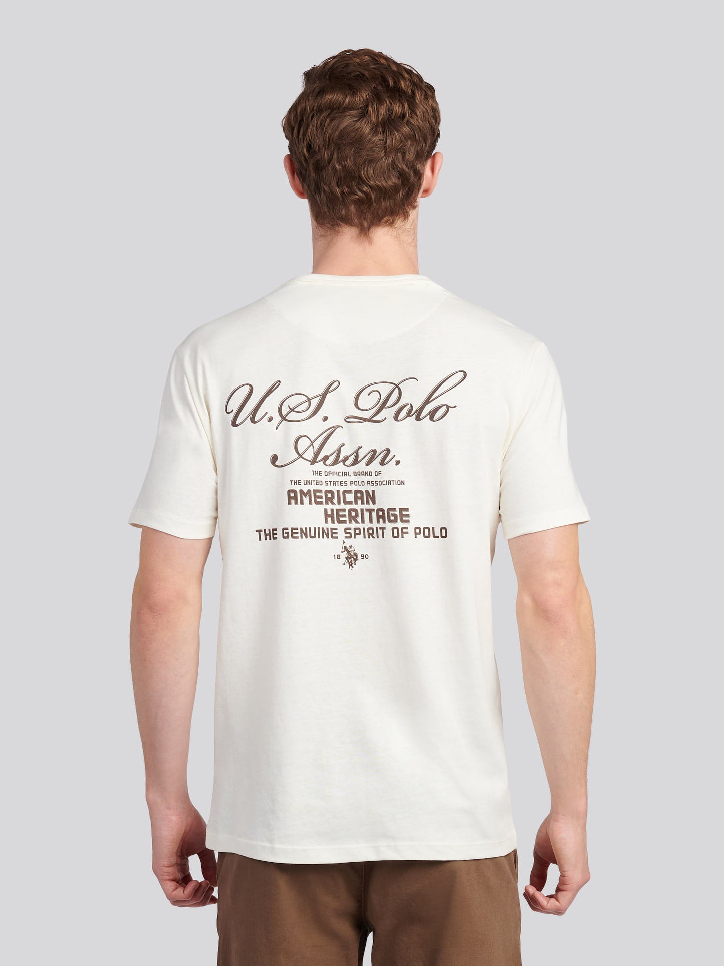 Mens Script Print Back Graphic T-Shirt in Whisper White