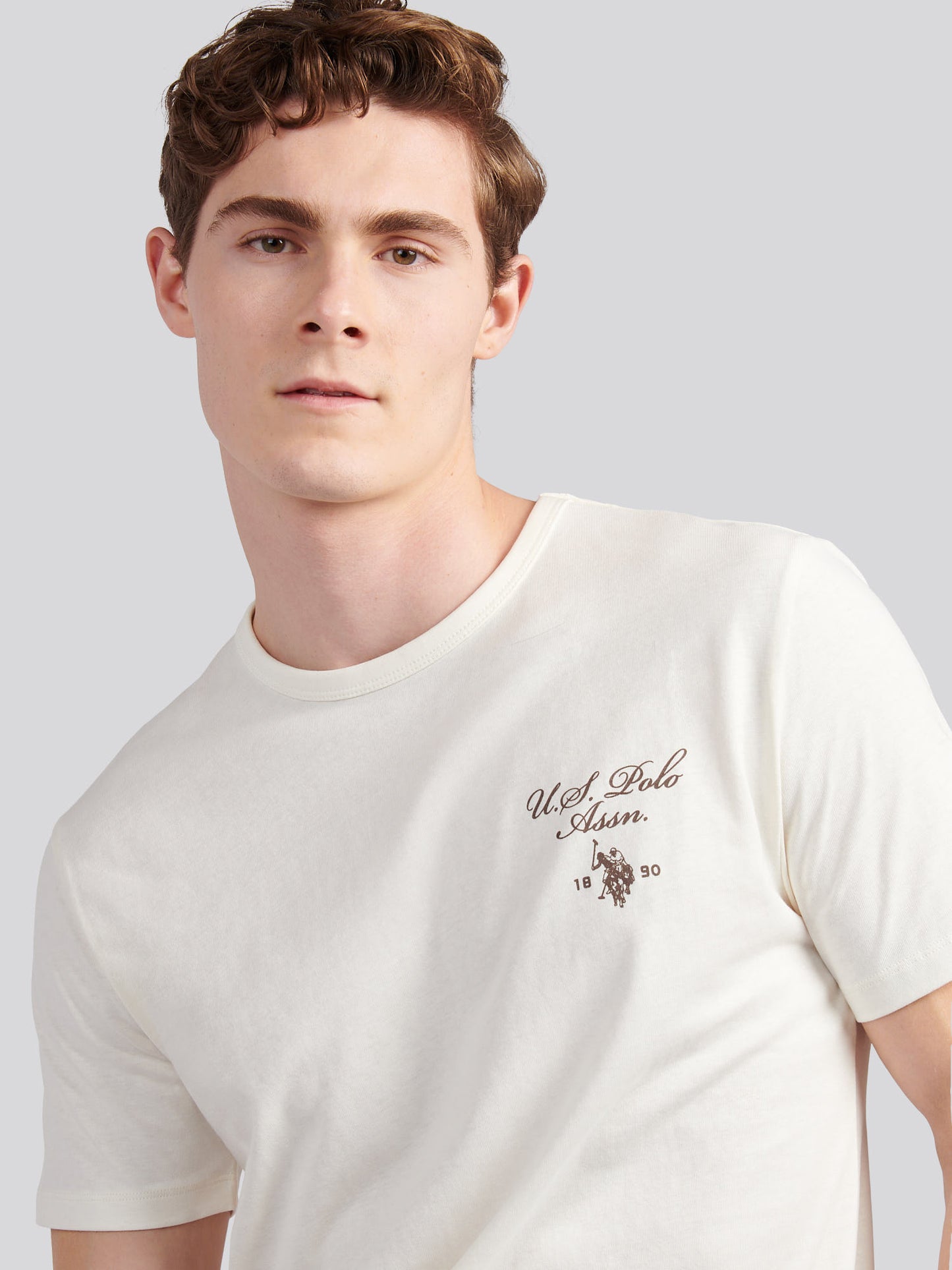 Mens Script Print Back Graphic T-Shirt in Whisper White