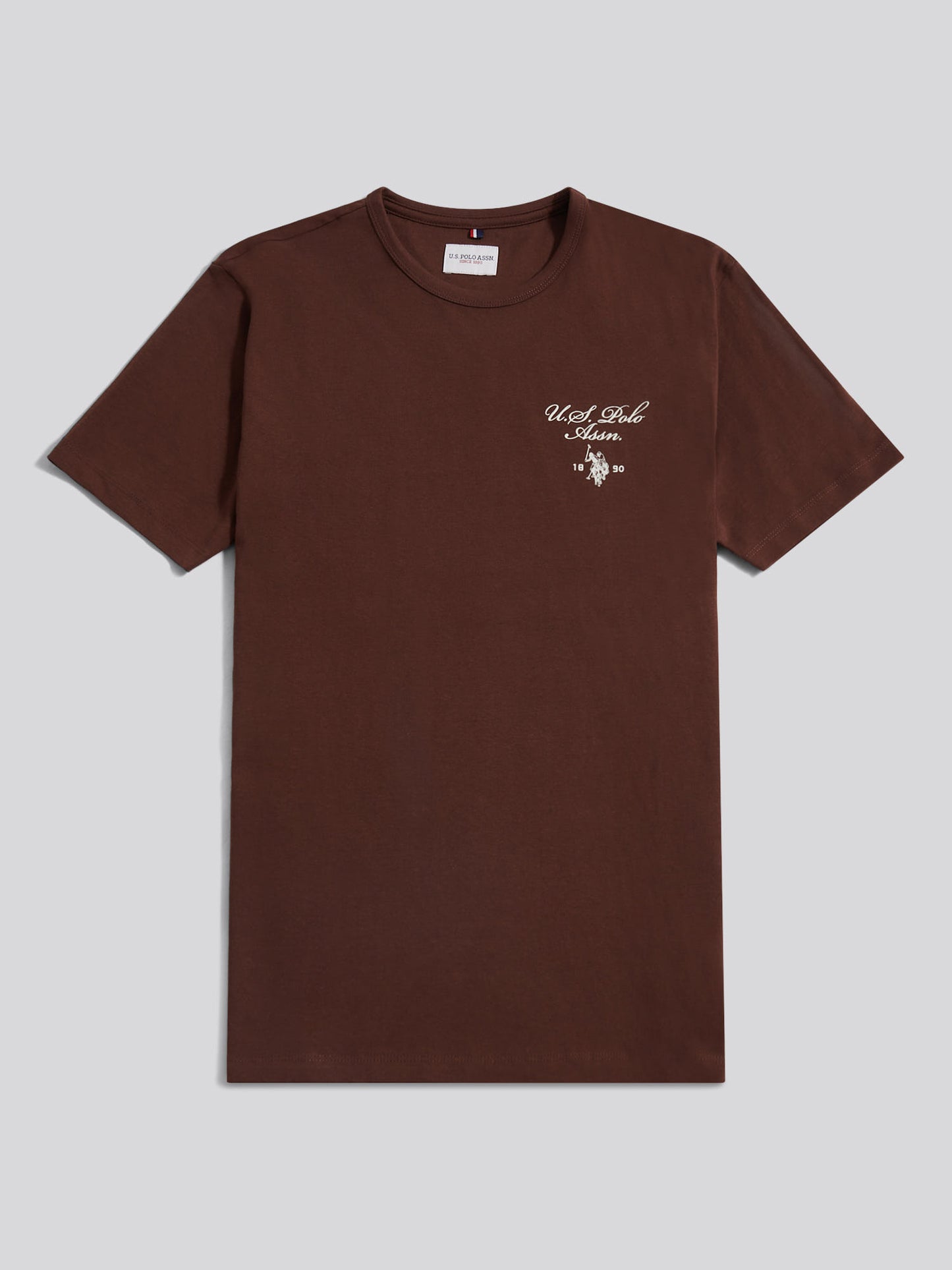 Mens Script Print Back Graphic T-Shirt in Chocolate Martini