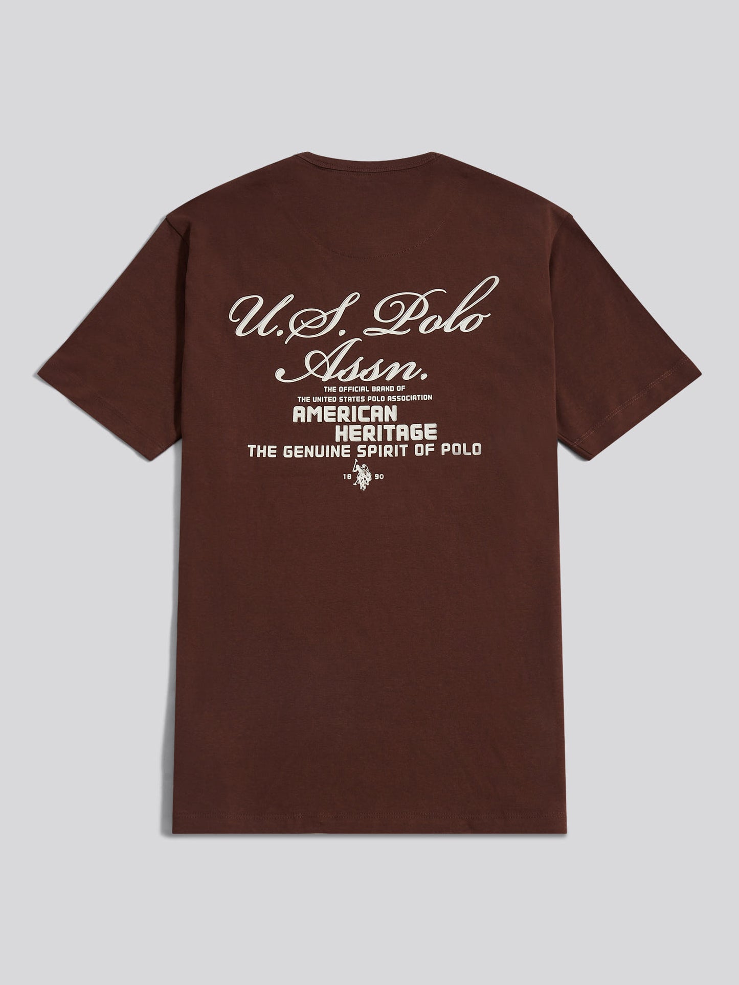 Mens Script Print Back Graphic T-Shirt in Chocolate Martini