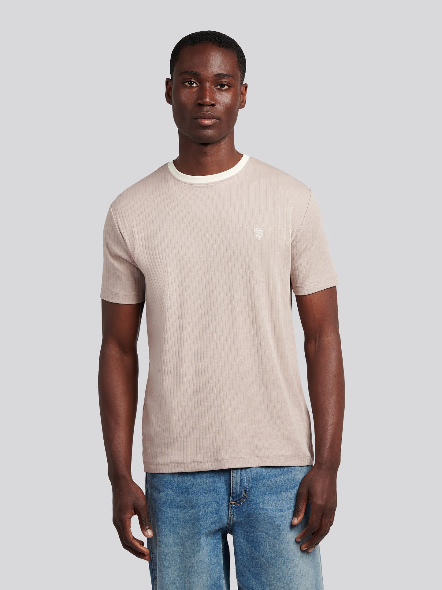 Mens Rib Texture T-Shirt in Atmosphere
