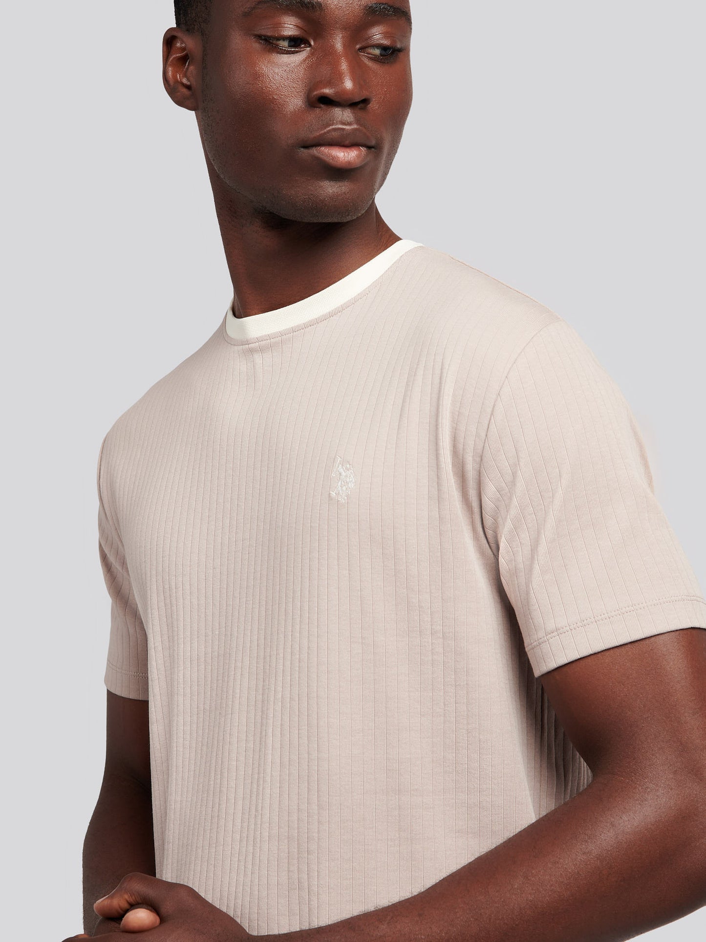 Mens Rib Texture T-Shirt in Atmosphere