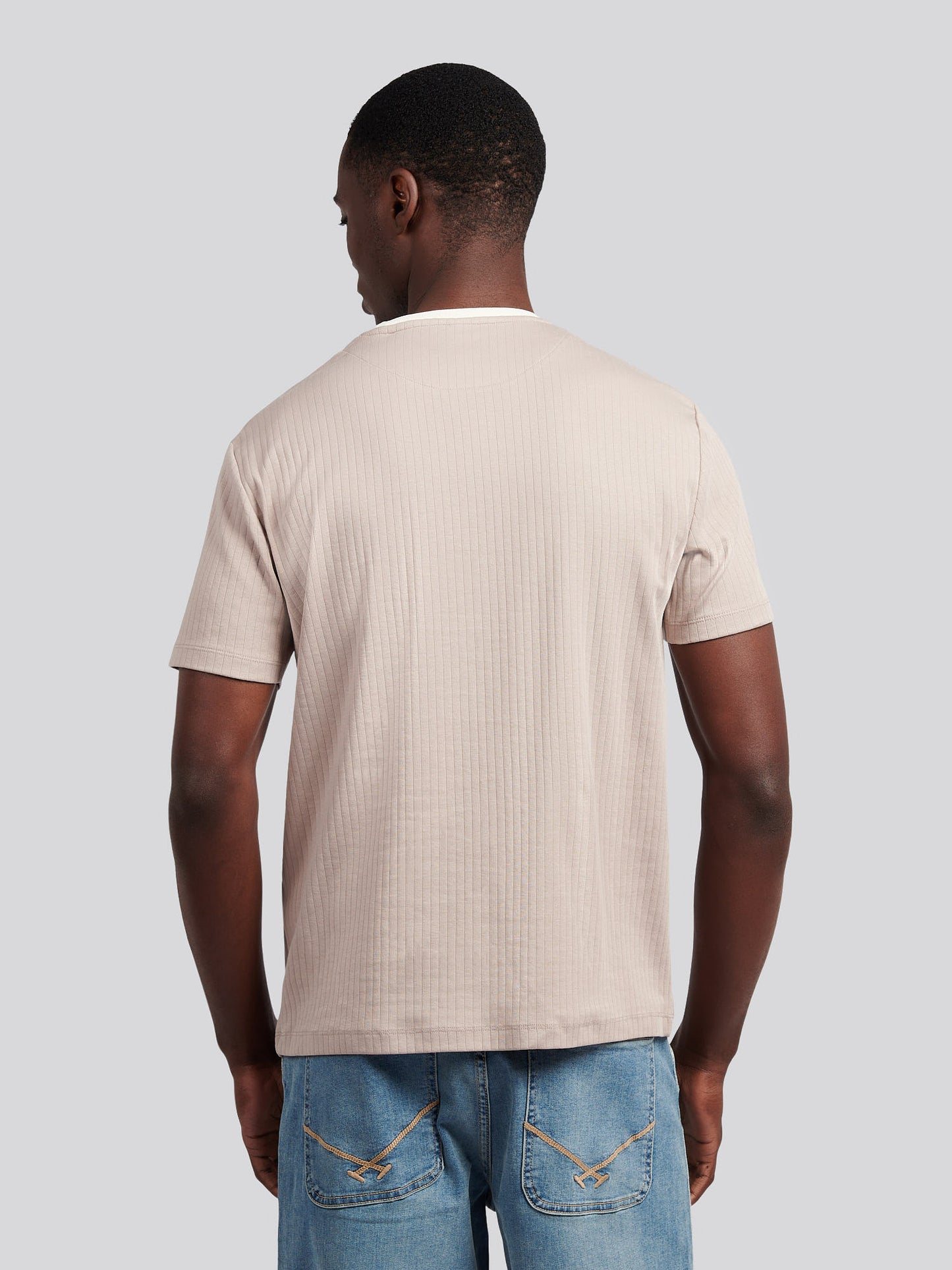 Mens Rib Texture T-Shirt in Atmosphere