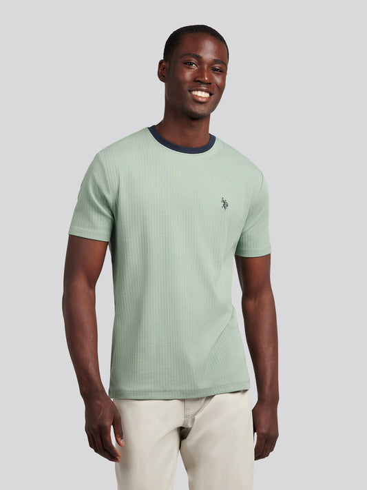 Mens Rib Texture T-Shirt in Iceberg Green